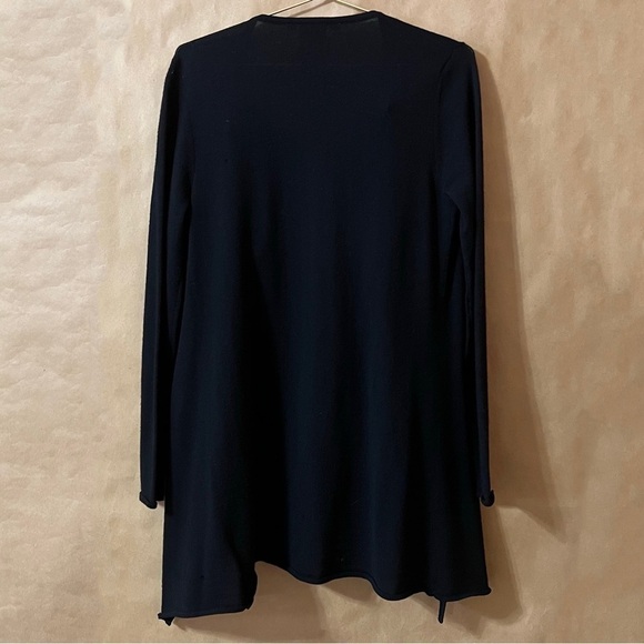 Tory Burch | Merino Wool Ruffle Trim Cardigan Sweater Open Front Black Size S - Picture 10 of 16